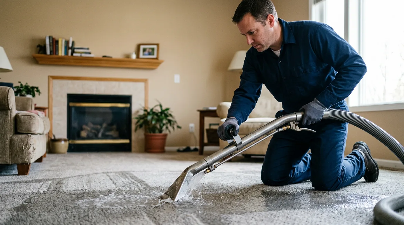 Water damage restoration technician working near Tamaroa, IL